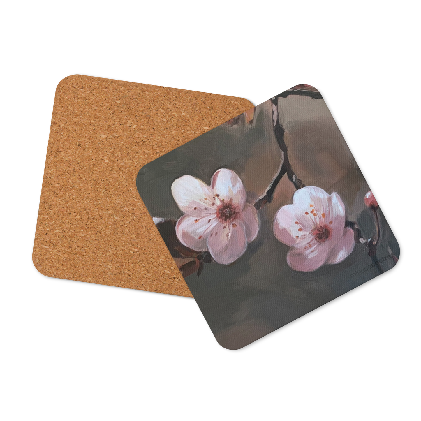 Cork-back coaster I Two flowers