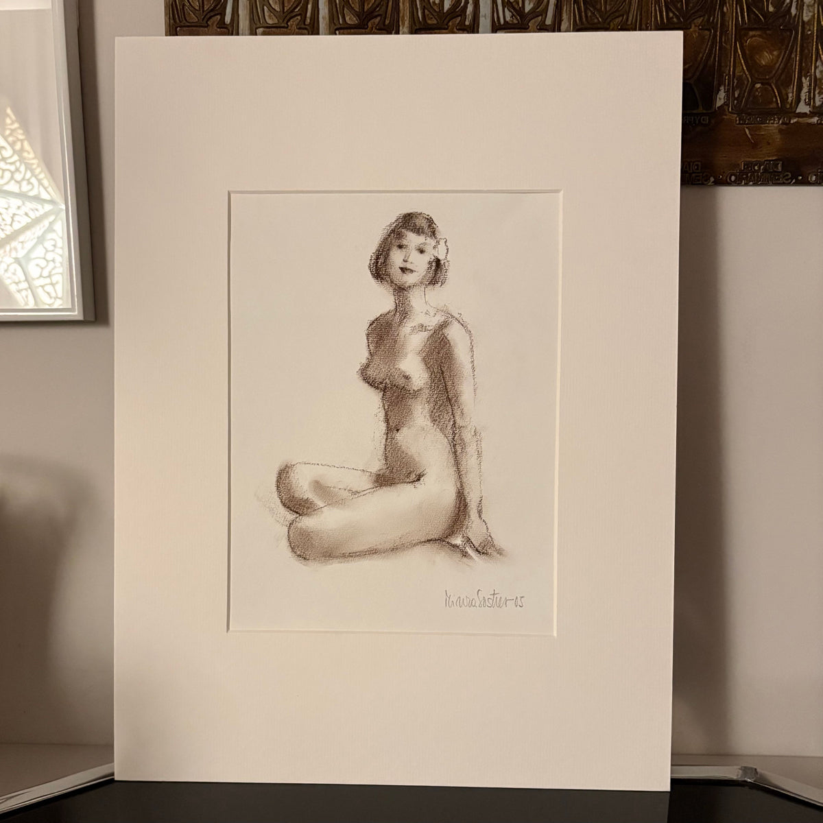 Life drawing artwork with mount by Minuca Sostres
