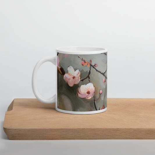 White glossy mug I Ephemeral Blossoms