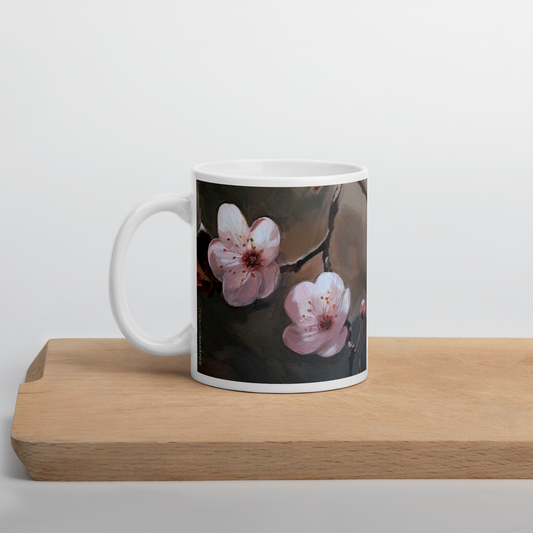 White glossy mug I Two flowers