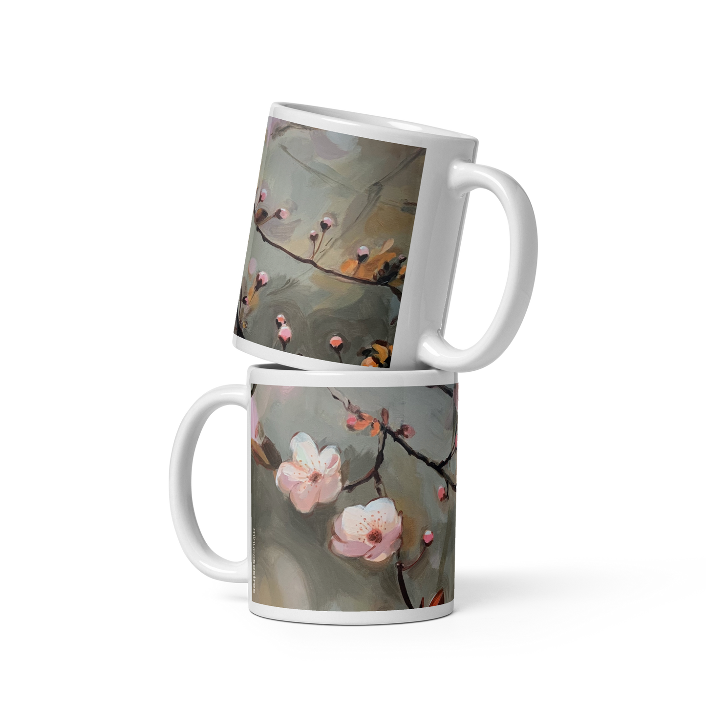 White glossy mug I Ephemeral Blossoms