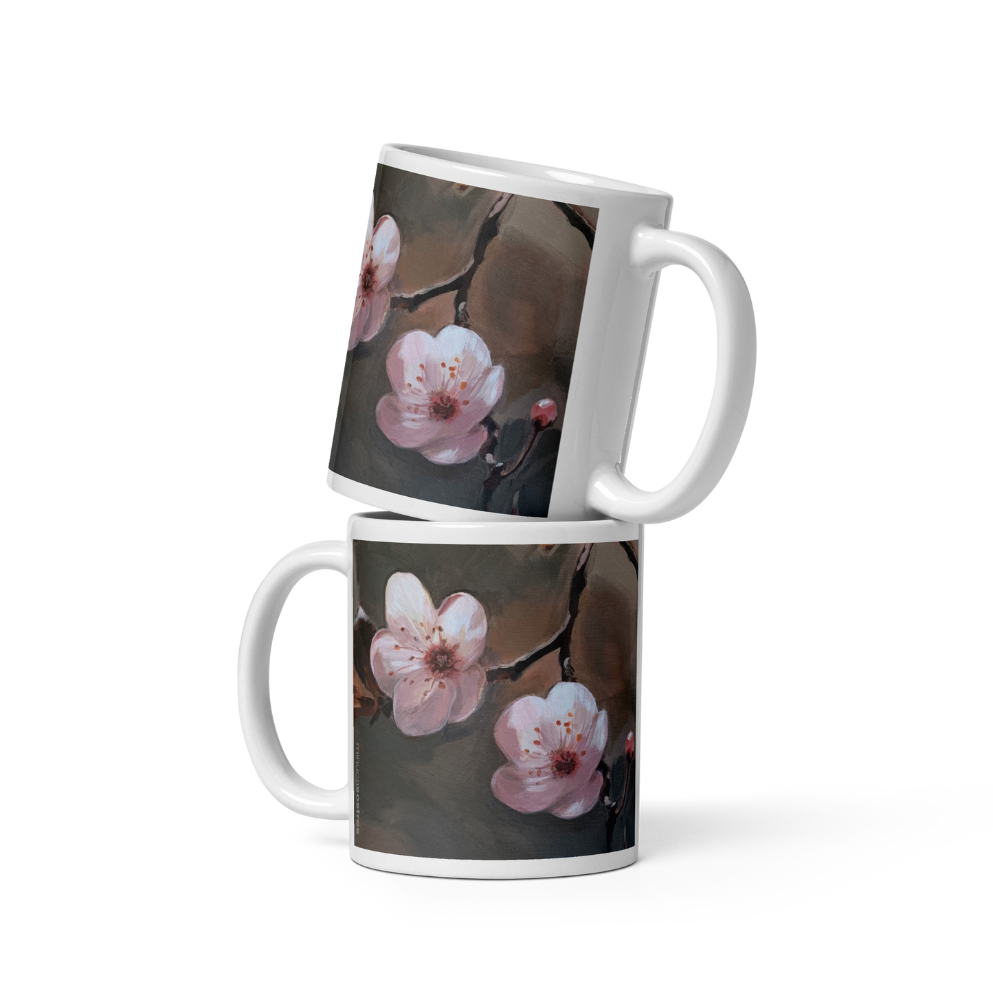 White glossy mug I Two flowers