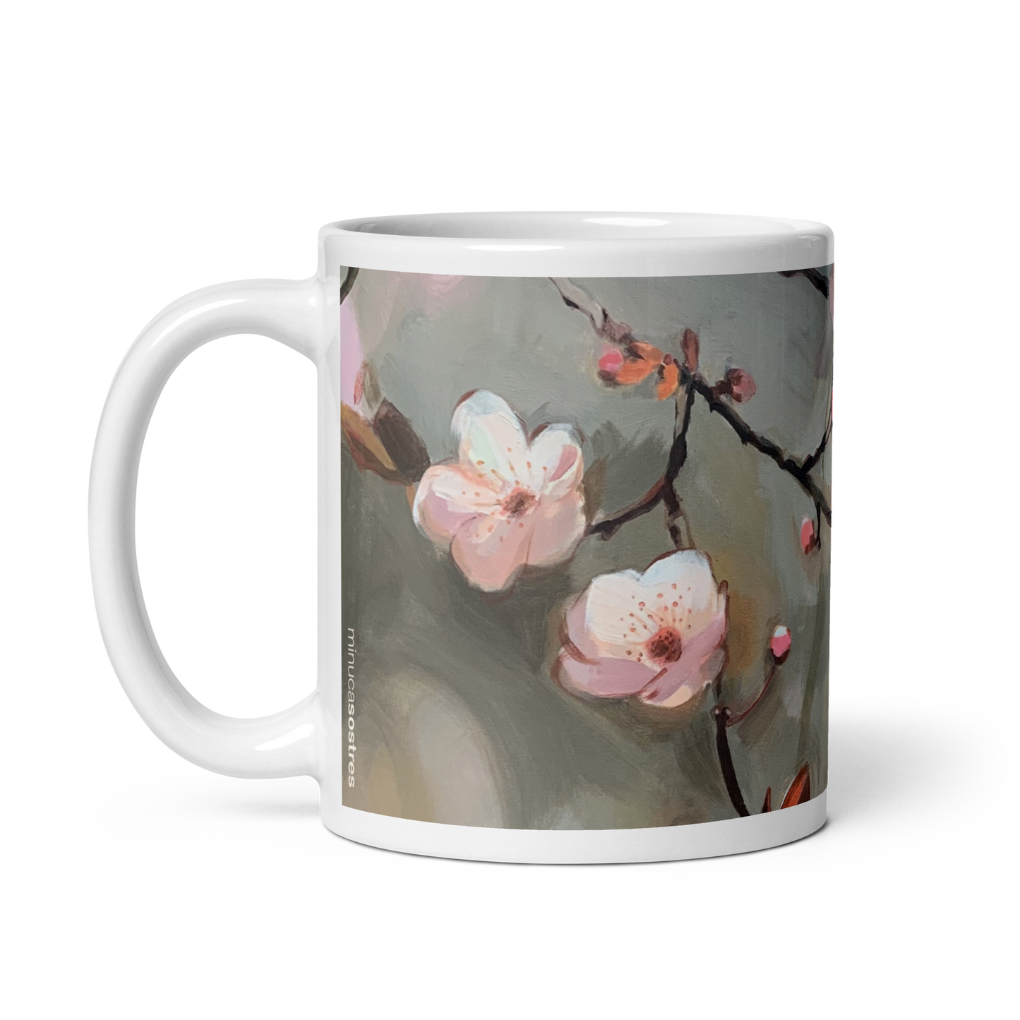 White glossy mug I Ephemeral Blossoms