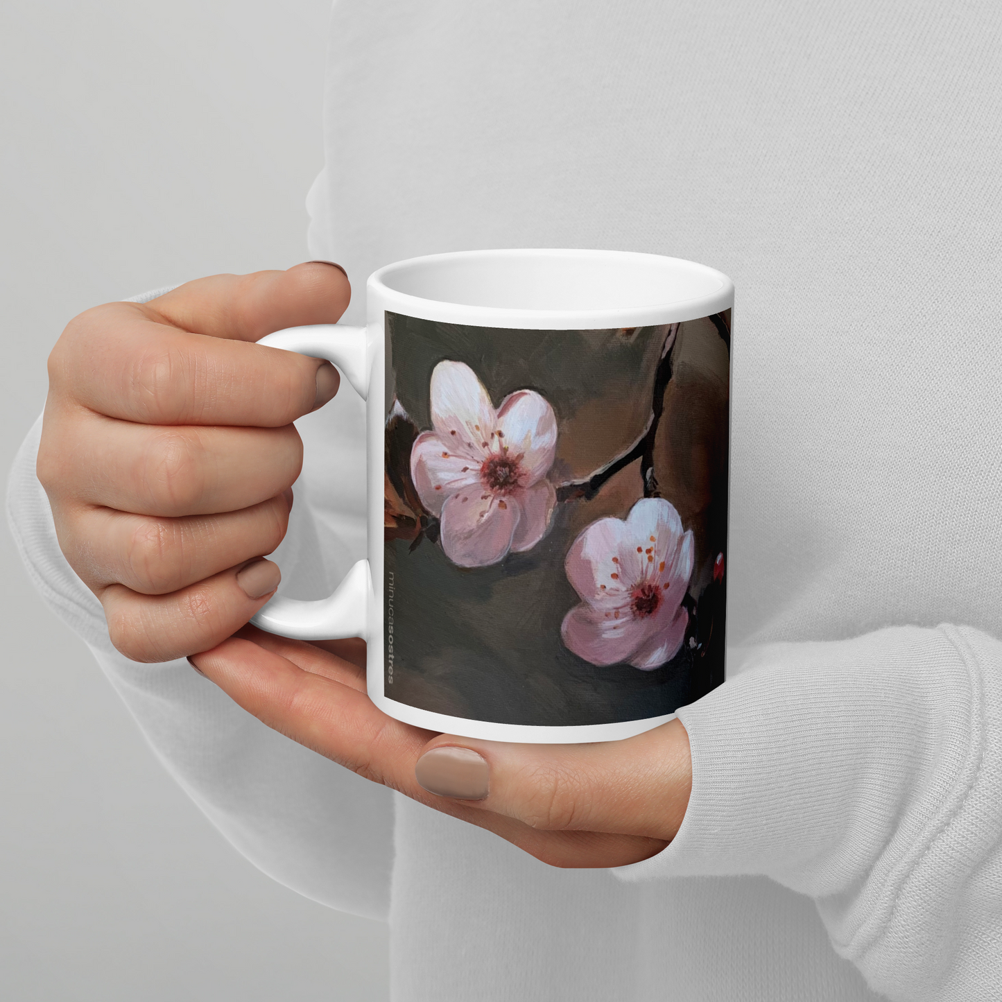 White glossy mug I Two flowers