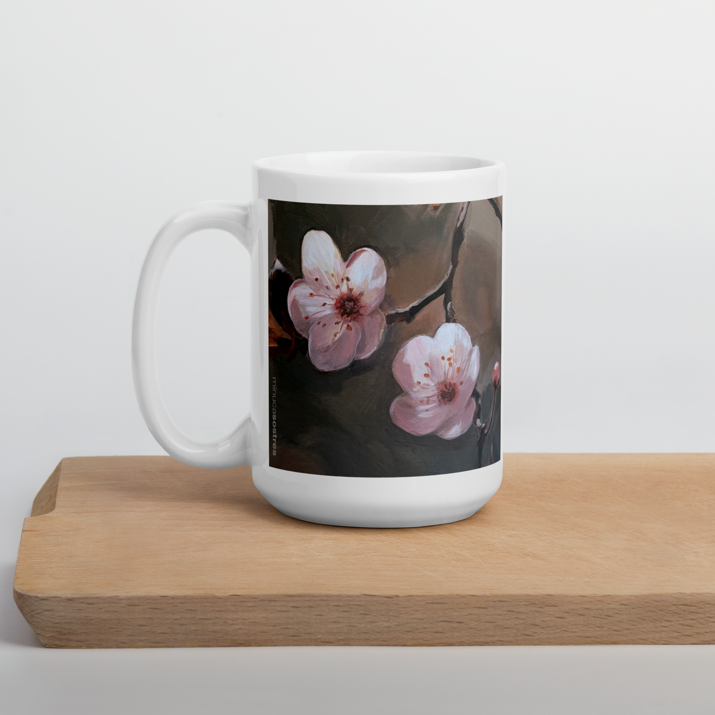White glossy mug I Two flowers