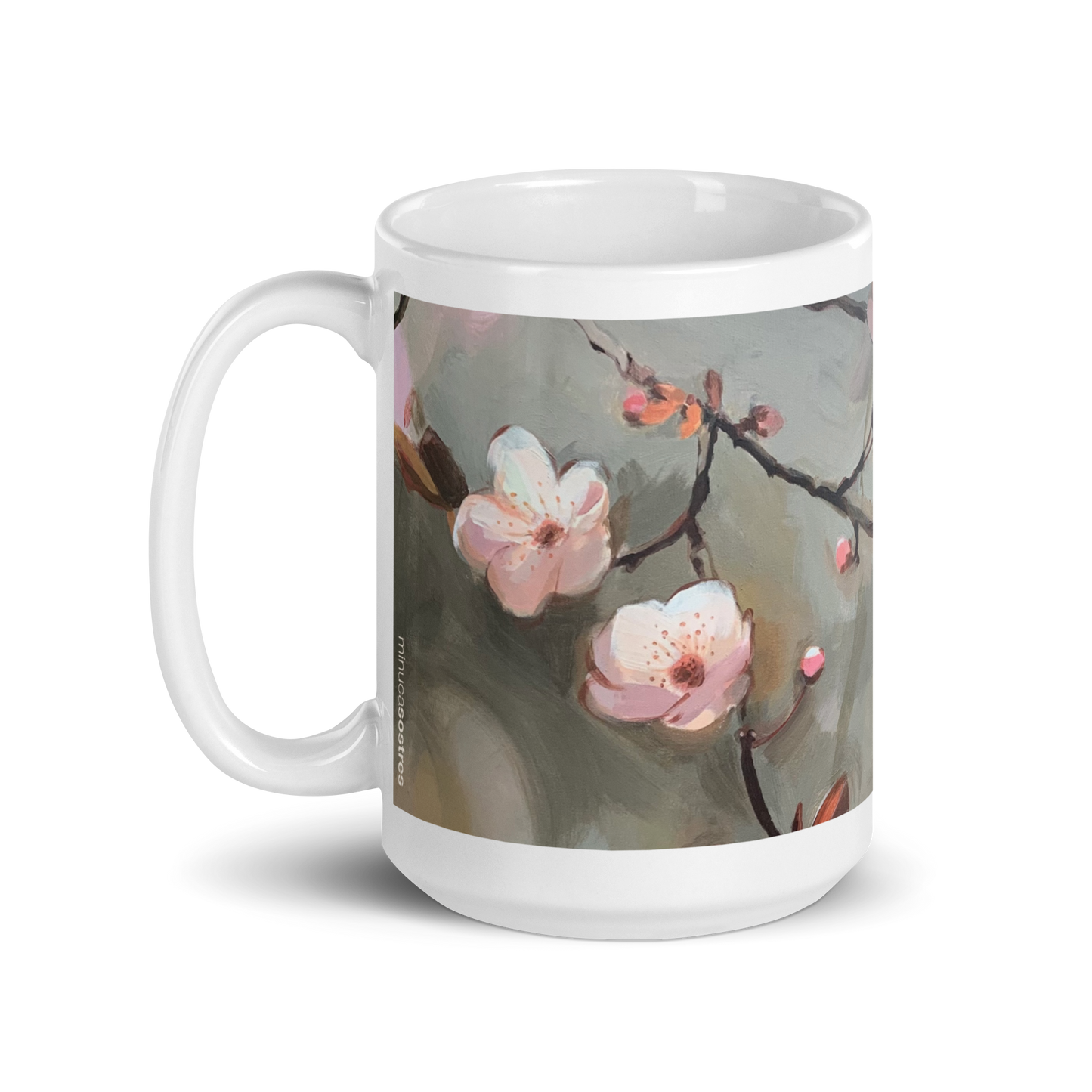 White glossy mug I Ephemeral Blossoms