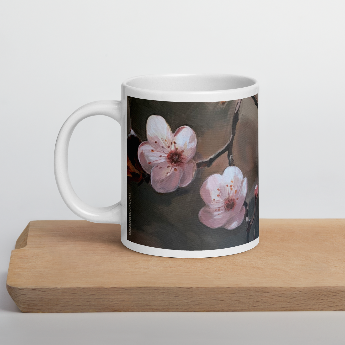 White glossy mug I Two flowers