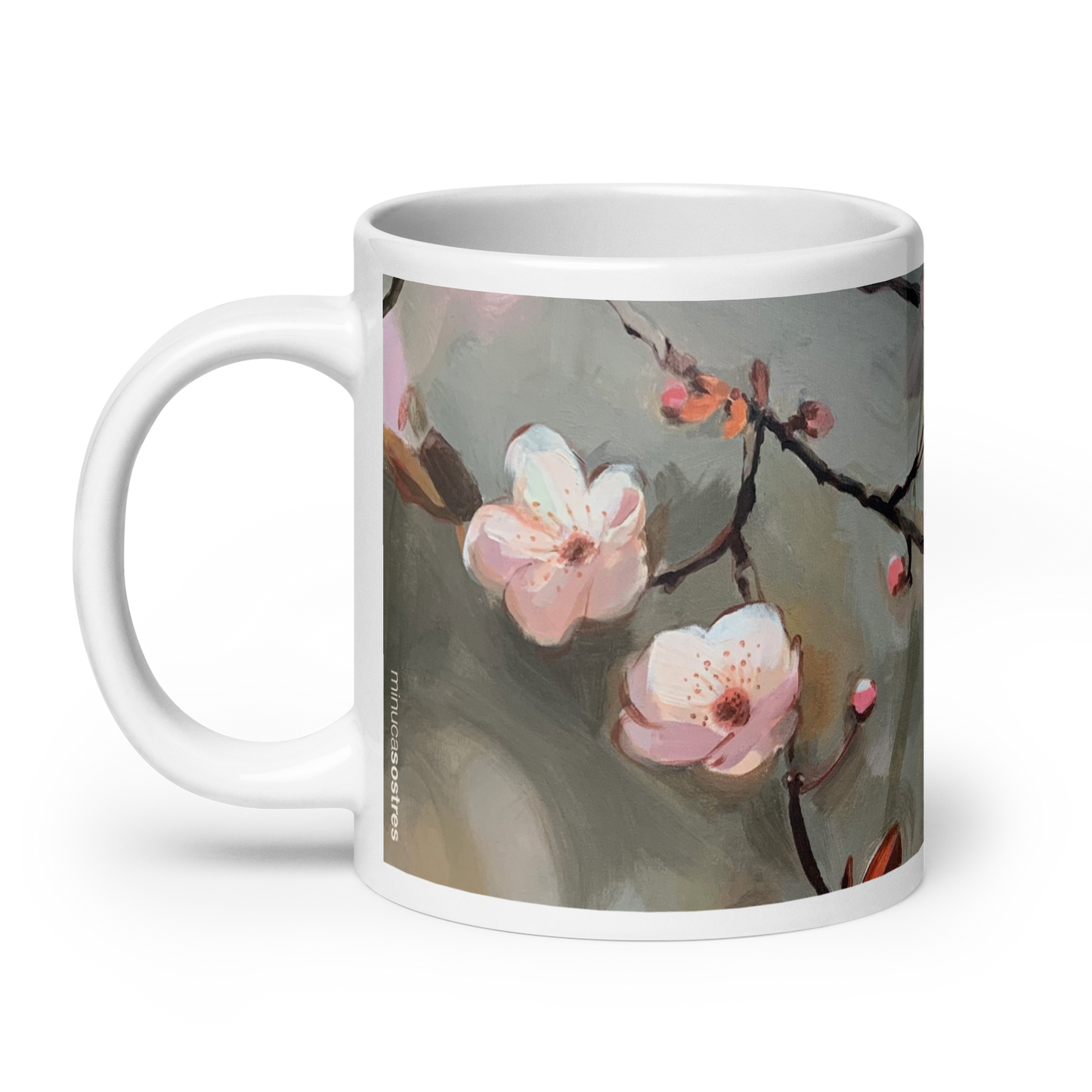 White glossy mug I Ephemeral Blossoms