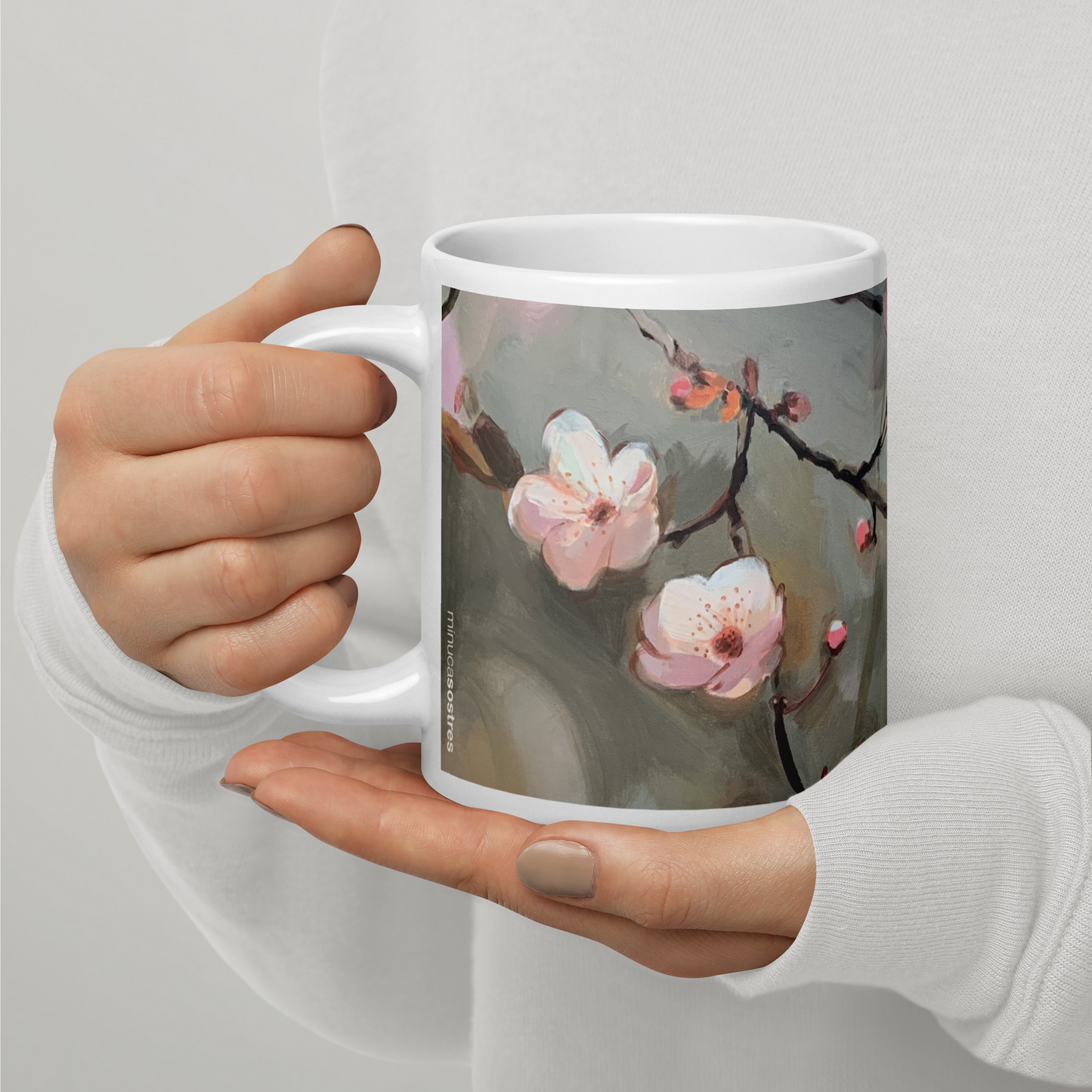 White glossy mug I Ephemeral Blossoms
