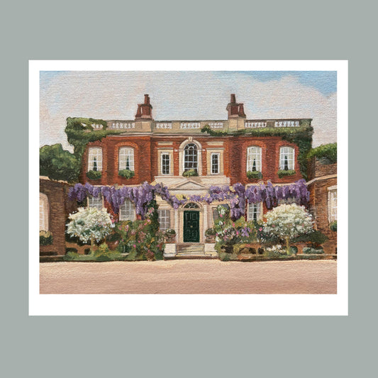 Limited edition giclée print of Ranger's House in Greenwich, the Bridgerton house on screen, by Minuca Sostres.