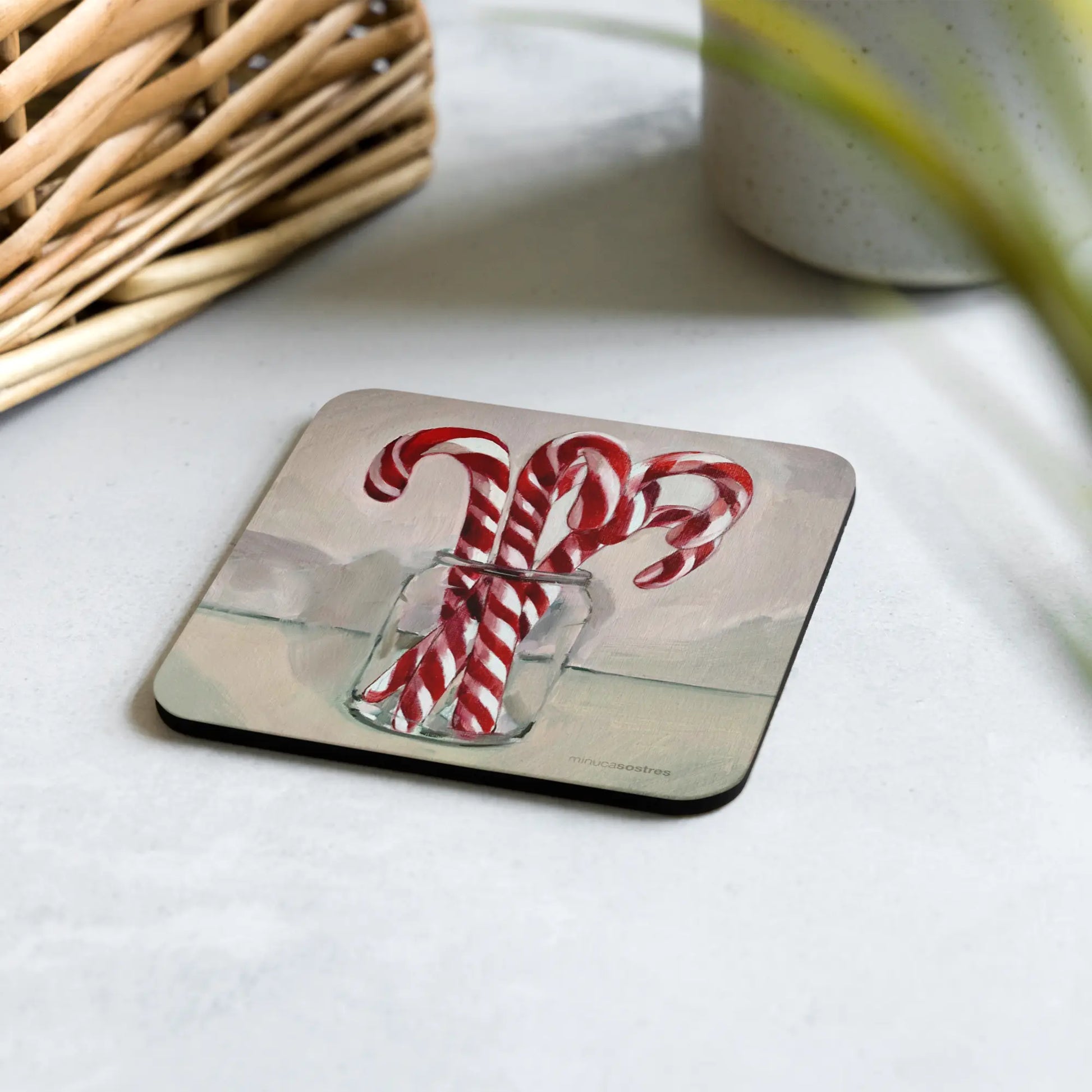 Cork-back coaster | Candy Cane Minuca Sostres