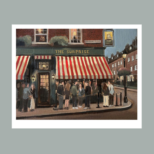 Limited edition giclée print of The Surprise pub on Christchurch Terrace, Chelsea, London, by Minuca Sostres.