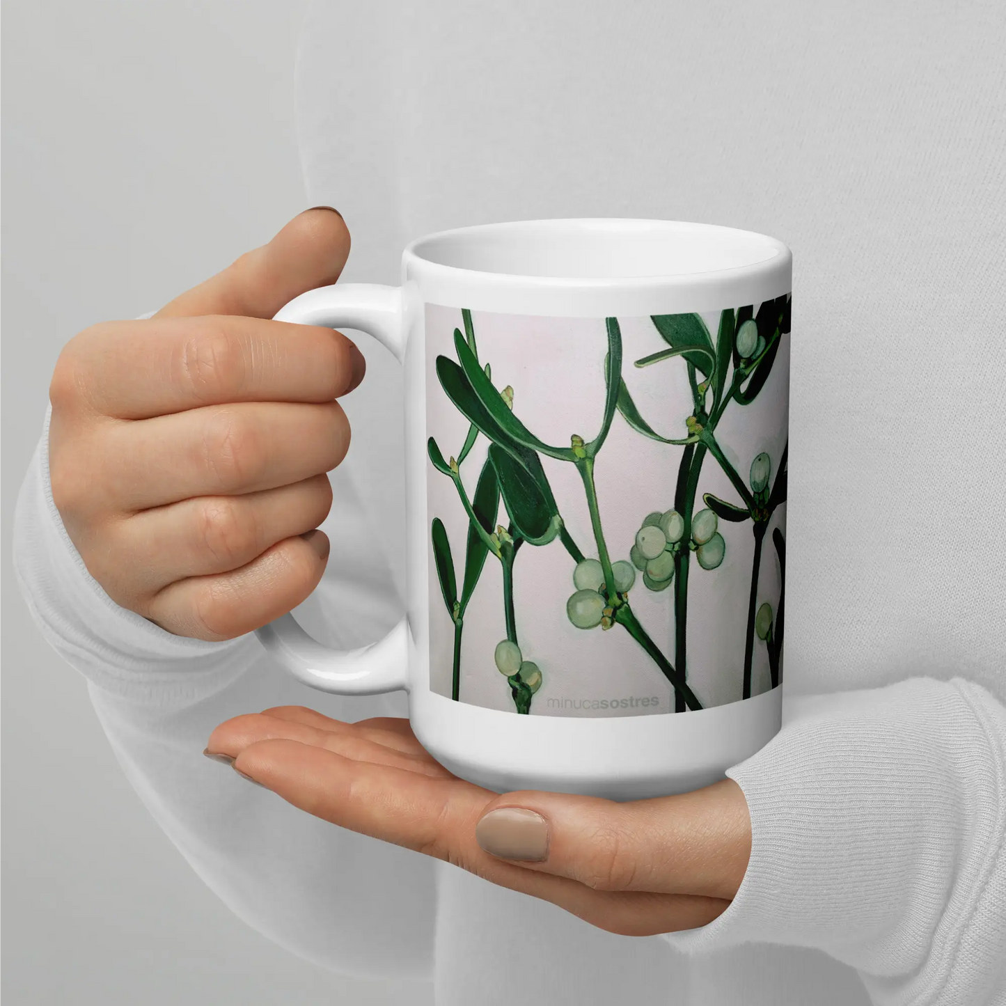 White glossy mug | Mistletoe Minuca Sostres