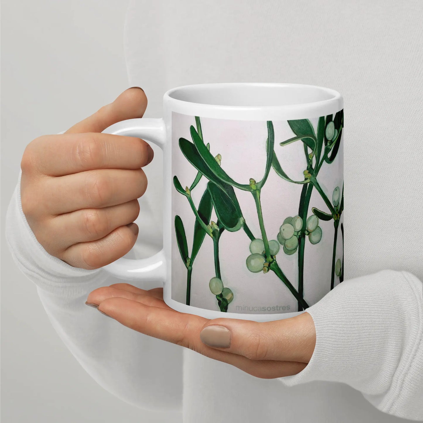 White glossy mug | Mistletoe Minuca Sostres