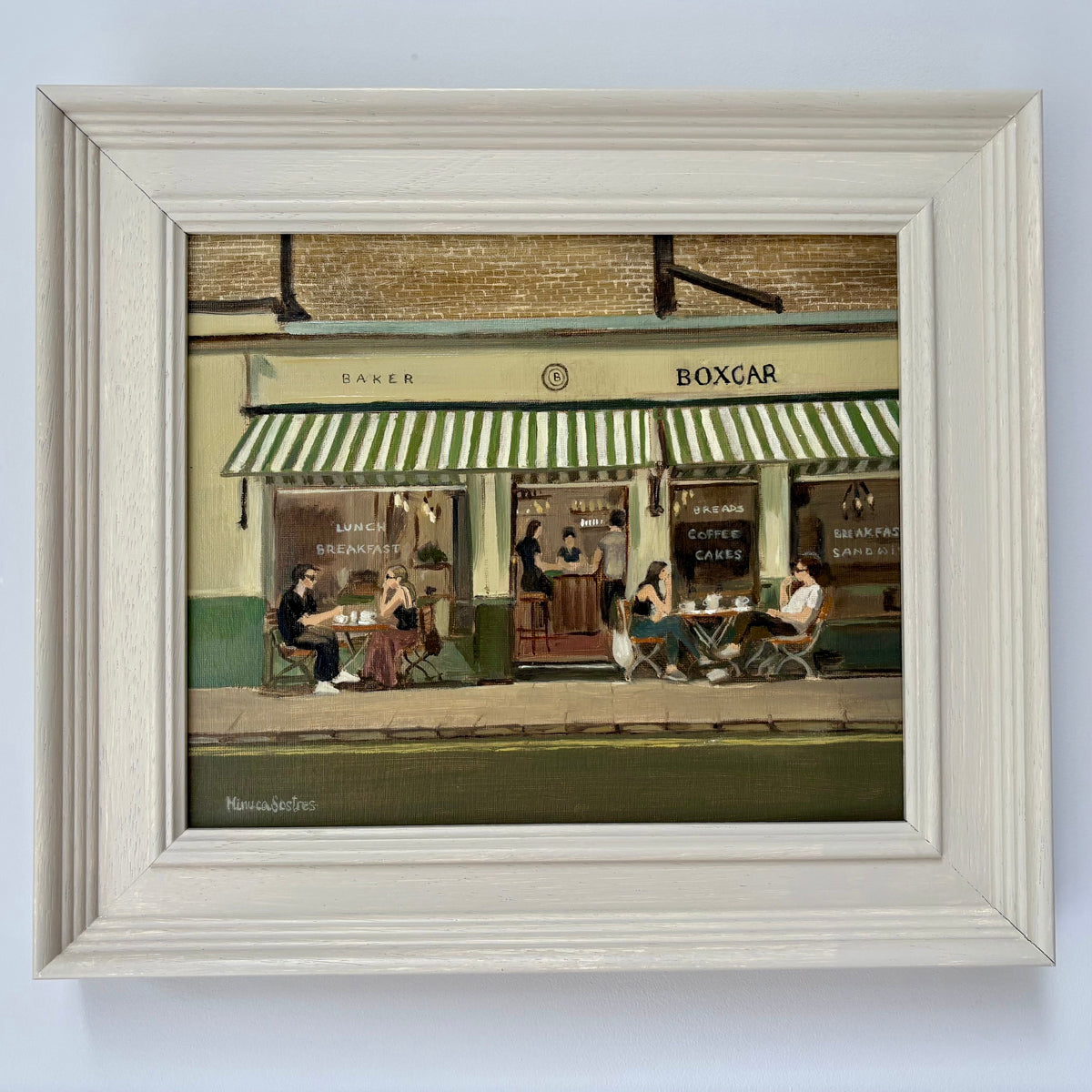 Framed original oil painting of Baker Boxcar London by Minuca Sostres.