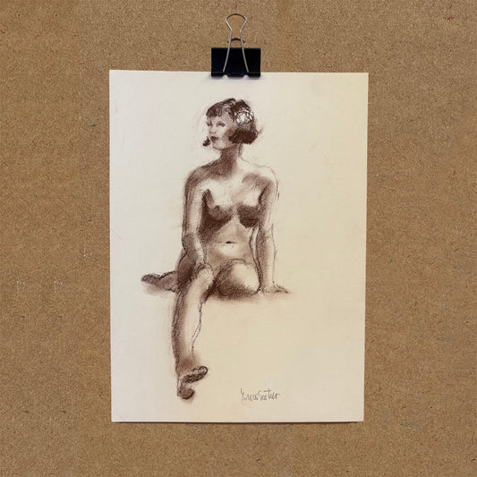 Life drawing in sanguine by Minuca Sostres – female figure