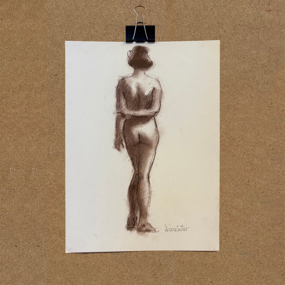 Life drawing in sanguine by Minuca Sostres – female figure