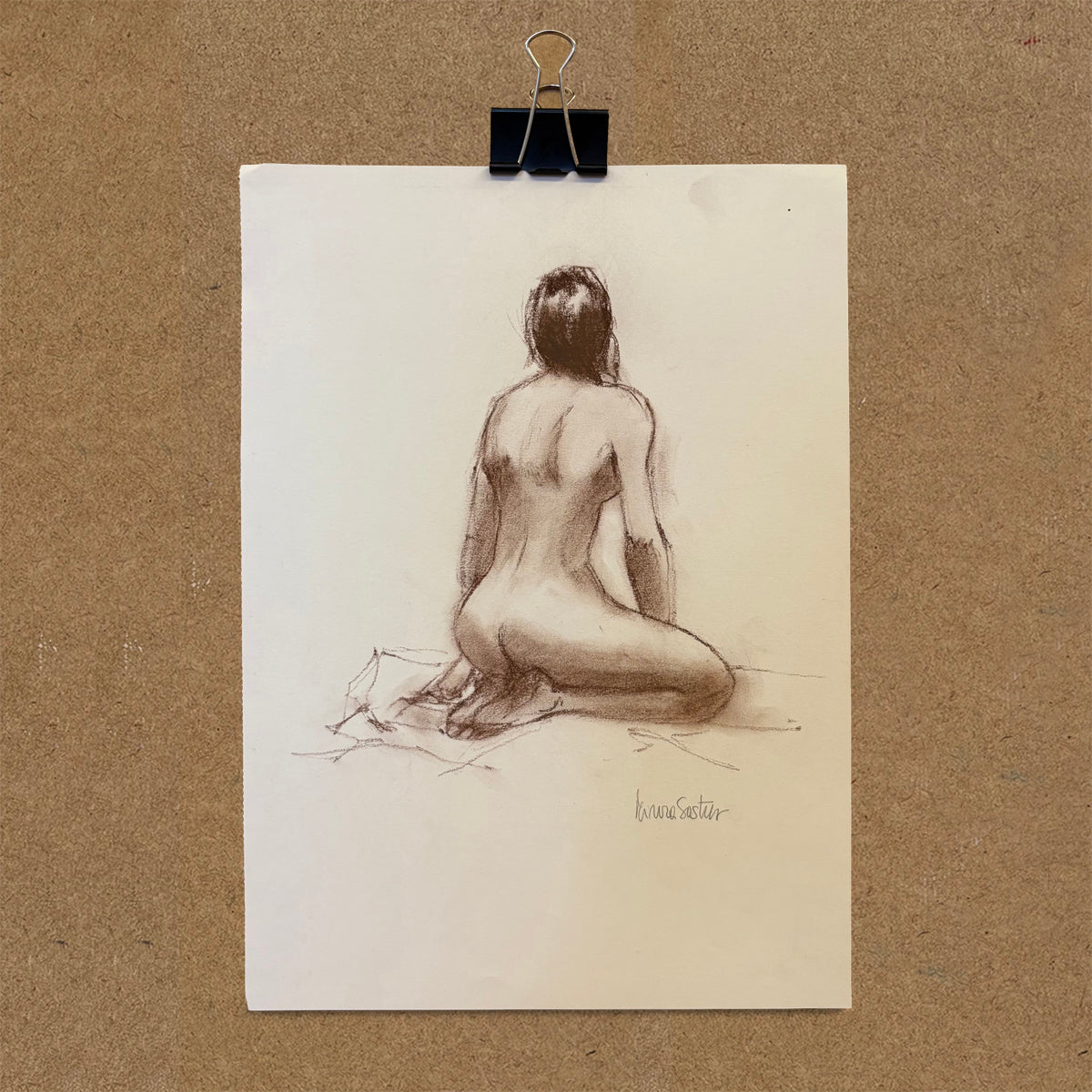 Life drawing in sanguine by Minuca Sostres –  female figure