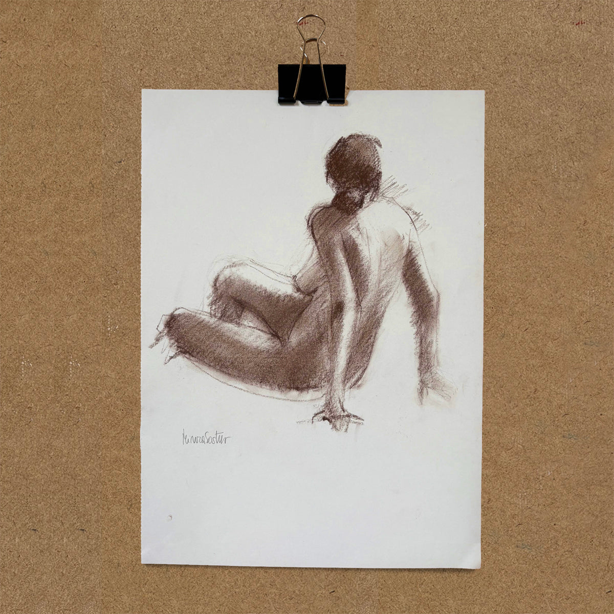Life drawing in sanguine by Minuca Sostres – female figure