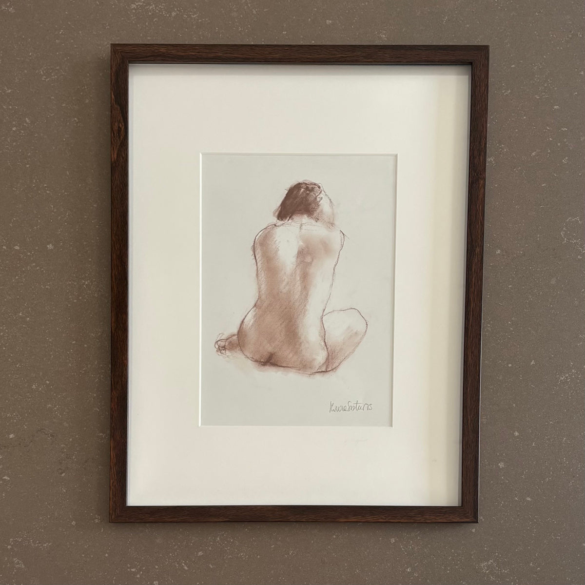 Framed life drawing in sanguine by Minuca Sostres

