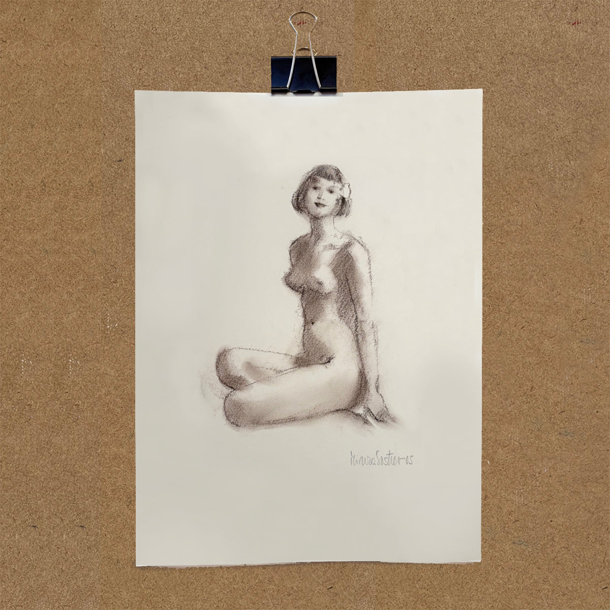 Life drawing in sanguine by Minuca Sostres – female figure
