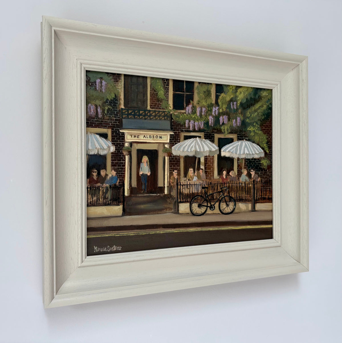 Framed original oil painting of The Albion London by Minuca Sostres.